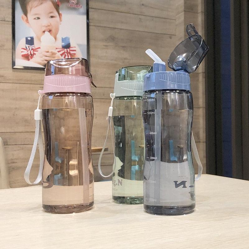 500ML Portable Large-capacity Water Bottle Sports Straw Cups Student Plastic Water Cups Drop-resistant Leak-proof Water Bottle with Straw Outdoor Water Bottle Plastic Portable Water Cup Dinkware Stevvex
