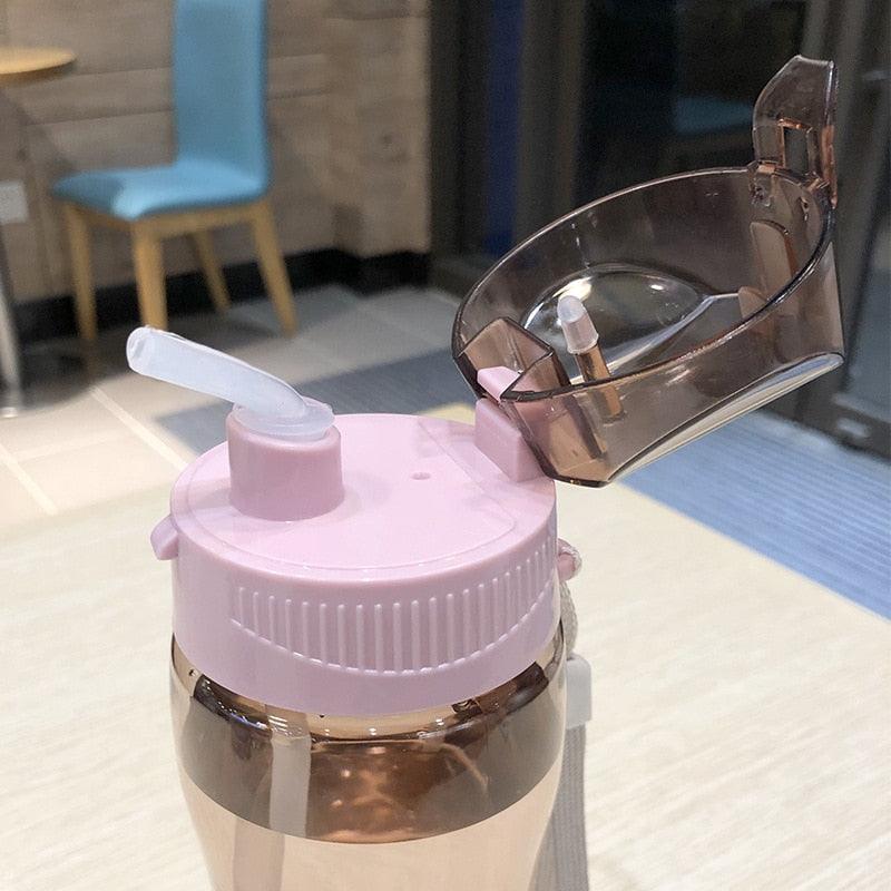 500ML Portable Large-capacity Water Bottle Sports Straw Cups Student Plastic Water Cups Drop-resistant Leak-proof Water Bottle with Straw Outdoor Water Bottle Plastic Portable Water Cup Dinkware Stevvex