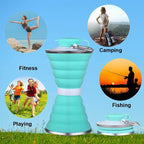 500ML Silicone Water Bottle Cup Foldable Leak Proof Portable Sports Travel Water Bottles For Outdoor Travel Gym Hiking Reuseable BPA Free Folding Water Bottle Stevvex
