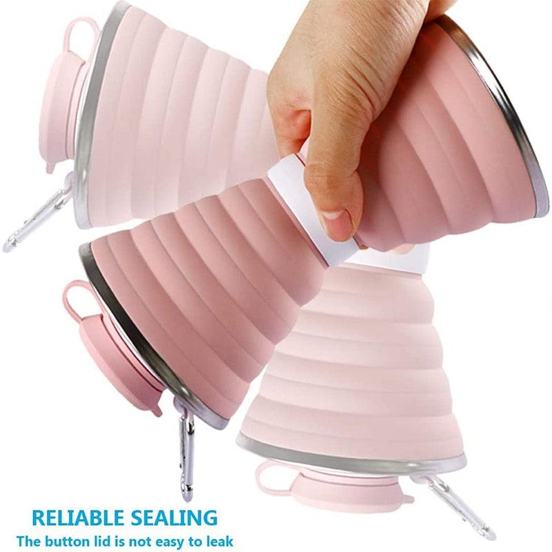500ML Silicone Water Bottle Cup Foldable Leak Proof Portable Sports Travel Water Bottles For Outdoor Travel Gym Hiking Reuseable BPA Free Folding Water Bottle Stevvex