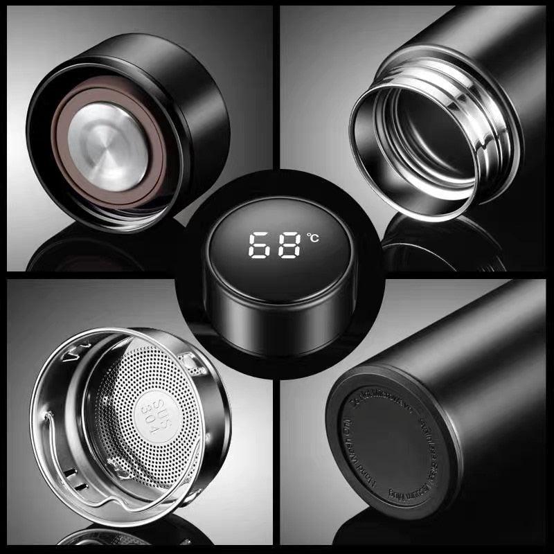 500ml Stainless Steel Intelligent Insulation Water Bottle Vacuum Bottle Insulation Touch Intelligent Temperature Display  Intelligent Touch Display Temperature 304 Stainless Steel Thermos Water Bottle Stevvex