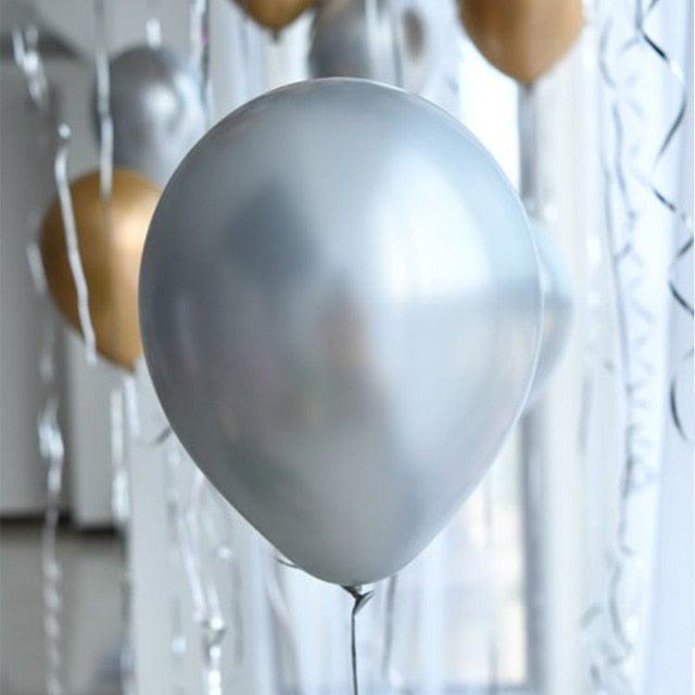 50/100pcs Metallic Latex 5/10/12 Inch Gold Silver Chrome Birthday Balloons With Accessories For Christmas And Party Decorations Wedding Decorations Stevvex