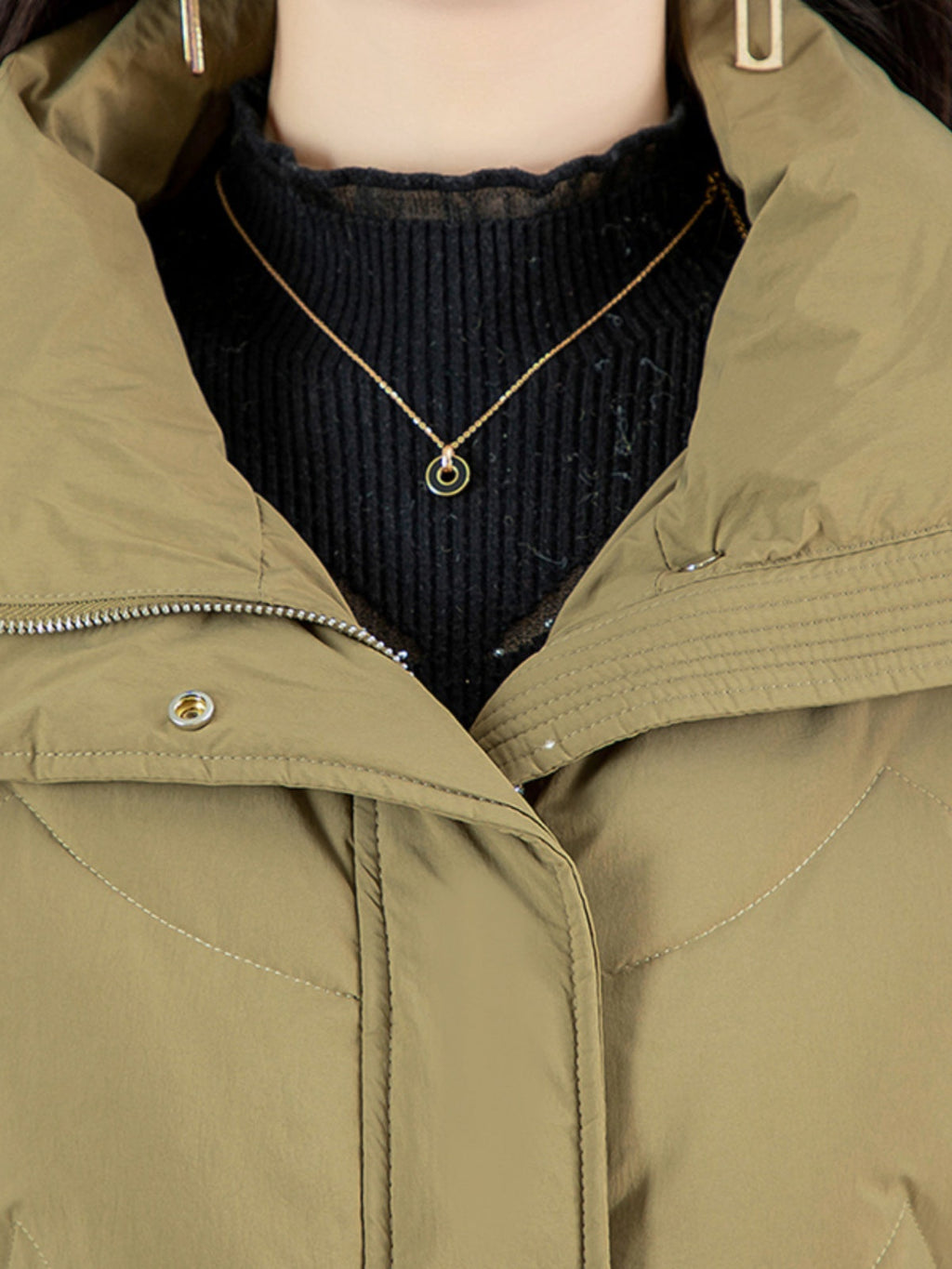 Loose Mid-length High Collar Warm Cotton Coat Jacket Pi-Mart