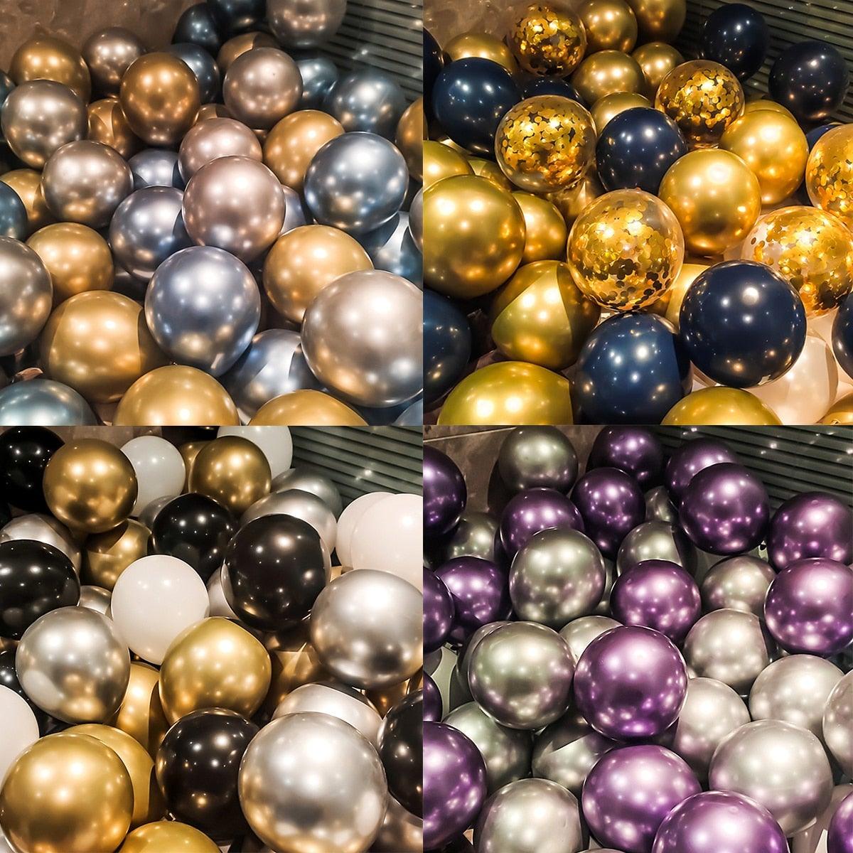 50/15pcs 10inch Gold Silver Black Metal Latex Confetti Balloons For Wedding Decorations  Birthday Party Decorations Bridal Showers Baby Showers Stevvex
