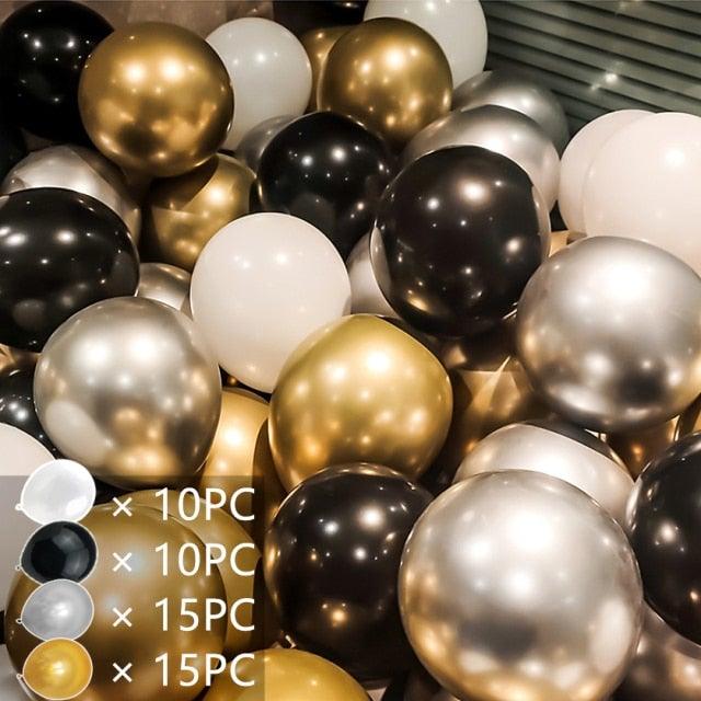 50/15pcs 10inch Gold Silver Black Metal Latex Confetti Balloons For Wedding Decorations  Birthday Party Decorations Bridal Showers Baby Showers Stevvex