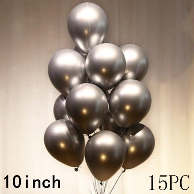 50/15pcs 10inch Gold Silver Black Metal Latex Confetti Balloons For Wedding Decorations  Birthday Party Decorations Bridal Showers Baby Showers Stevvex