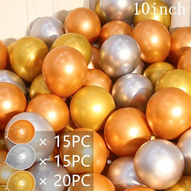 50/15pcs 10inch Gold Silver Black Metal Latex Confetti Balloons For Wedding Decorations  Birthday Party Decorations Bridal Showers Baby Showers Stevvex