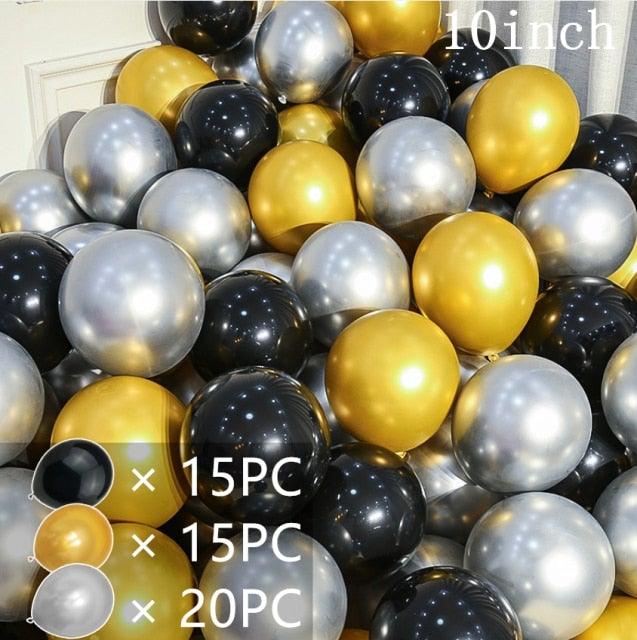 50/15pcs 10inch Gold Silver Black Metal Latex Confetti Balloons For Wedding Decorations  Birthday Party Decorations Bridal Showers Baby Showers Stevvex
