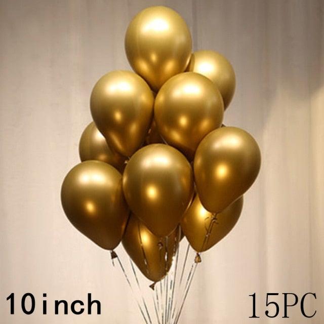 50/15pcs 10inch Gold Silver Black Metal Latex Confetti Balloons For Wedding Decorations  Birthday Party Decorations Bridal Showers Baby Showers Stevvex