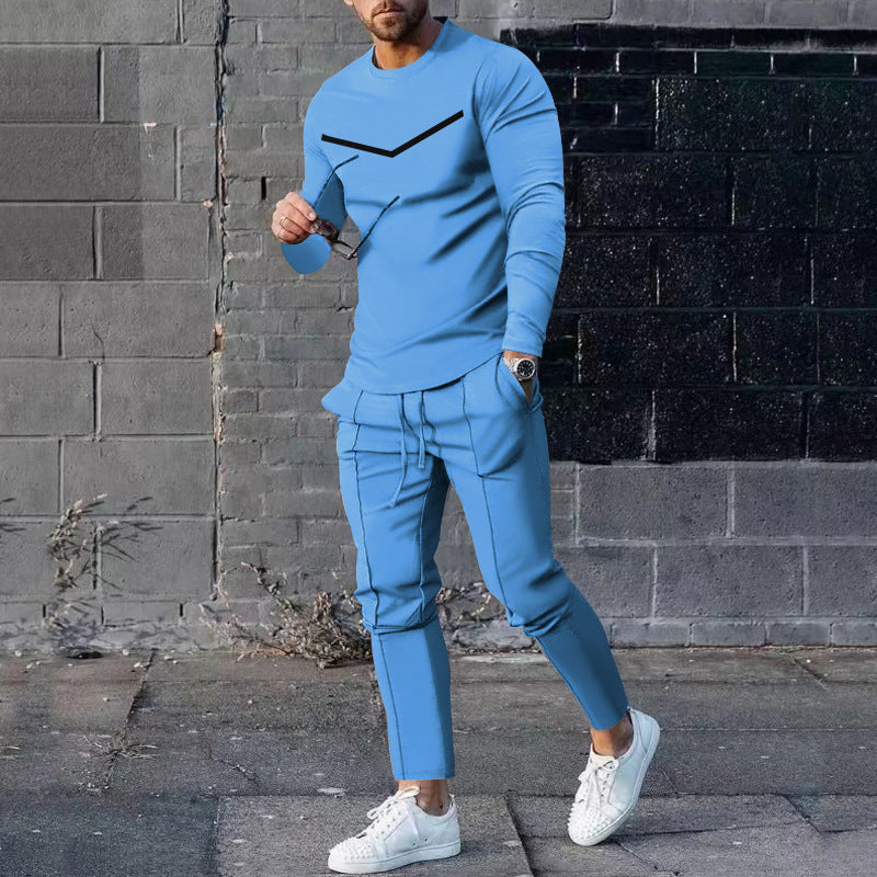 Round Neck Long Sleeve T-shirt Trousers Suit Men Lootquake LLC