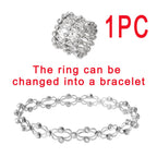 2 In 1 Folding Retractable Rings Bracelet Magic Rhinestone Rings Deformable Bracelet Women Ins Style Adjustable Fashion Jewelry Pi-Mart