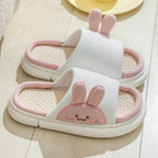 Cute Rabbit Slippers Linen House Shoes For Women Pi-Mart