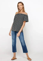 Women's Off Shoulder Top In Black Blue Avocado | Femstylo - SJB-DIAMOND ELITES