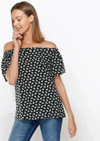 Women's Off Shoulder Top In Black Blue Avocado | Femstylo - SJB-DIAMOND ELITES