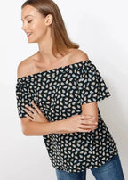 Women's Off Shoulder Top In Black Blue Avocado | Femstylo - SJB-DIAMOND ELITES