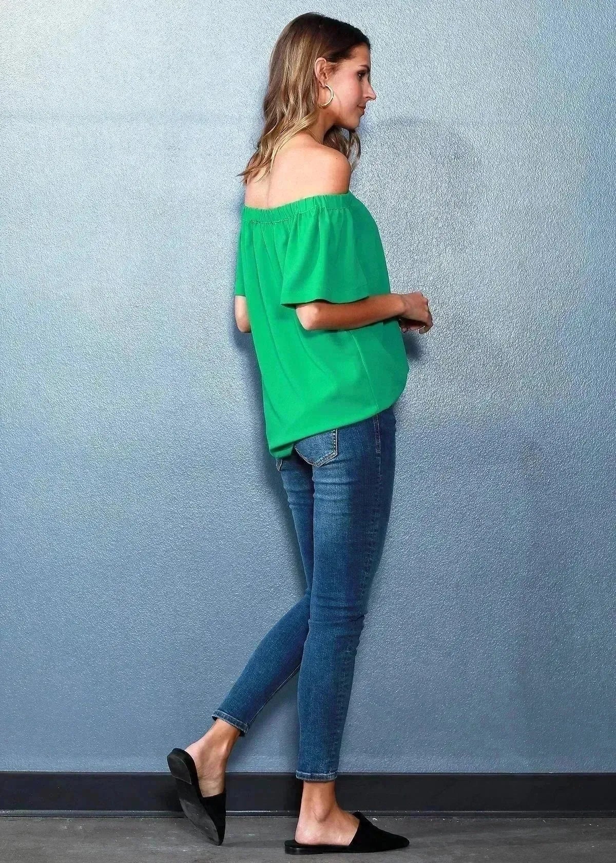 Women's Off Shoulder Top In Green - SJB-DIAMOND ELITES
