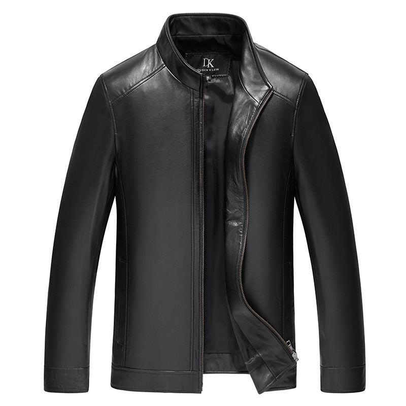 Men's PU Leather Jacket - Classic Lapel Collar Coat for Middle-Aged Men Pi-Mart