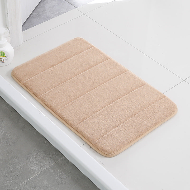 Home Bath Mat Coral Fleece Bathroom Carpet Water Absorption Non-slip Memory Foam Absorbent Washable Rug Toilet Floor Mat Pi-Mart