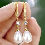 Women's All-match Baroque Drop-shaped Artificial Pearl Earrings Pi-Mart