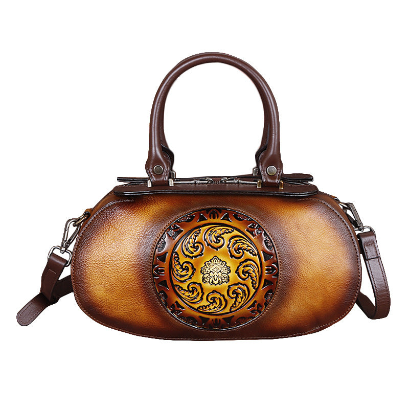 Cowhide diagonal handbag