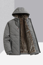 Men's Jacket With Fleece And Thick Cotton, Casual Hooded Stand-up Collar Pi-Mart