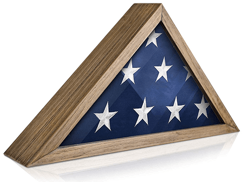 Rustic Flag Case SOLID WOOD Military Flag Display Case for 9.5 x 5 Flag The Military Gift Store