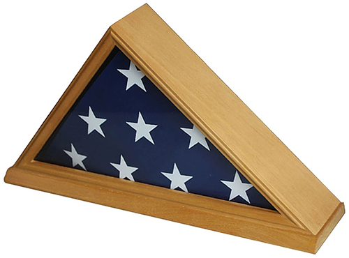 Flag Connections Solid Wood Memorial 5' x 9.5' Flag Display Case, Oak Frame The Military Gift Store