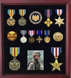 Military Medal Display case, American medal Shadowbox - Cherry The Military Gift Store