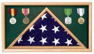 Army Oak Flag Memorial Display Case 3' x 5' The Military Gift Store