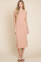 Ribbed Knit Sleeveless Midi Dress For Women – Elegant, Versatile and Stylish Sleeveless Dress with Ribbed Knit Texture and Midi Length
