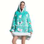 1pc Oversized Blanket Hoodie, Sherpa Fleece Hooded Blanket For Women, Ultra Soft Warm Wearable Blanket Sweatshirt Women Men Adult, Gift For Ladies
