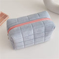 Plush Makeup Bag Checkered Cosmetic Bag Cosmetic Travel Bag Large Zipper Travel Toiletry Bag Portable Multi Functional Capacity Bag Cute Makeup Brushes Storage Bag For Women Pi-Mart