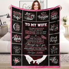Personalized Romantic Love Message Flannel Throw Blanket for Wife - Soft, Cozy, All-Season Lodge Style with Knitted Polyester, Digital Print Character Theme, Special Feature Love Statements, 200-250g Lootquake LLC