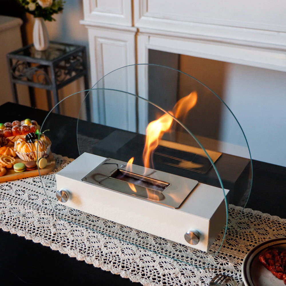 4" x 14" x 11" Fire Burning Fireplace(White) Lootquake LLC