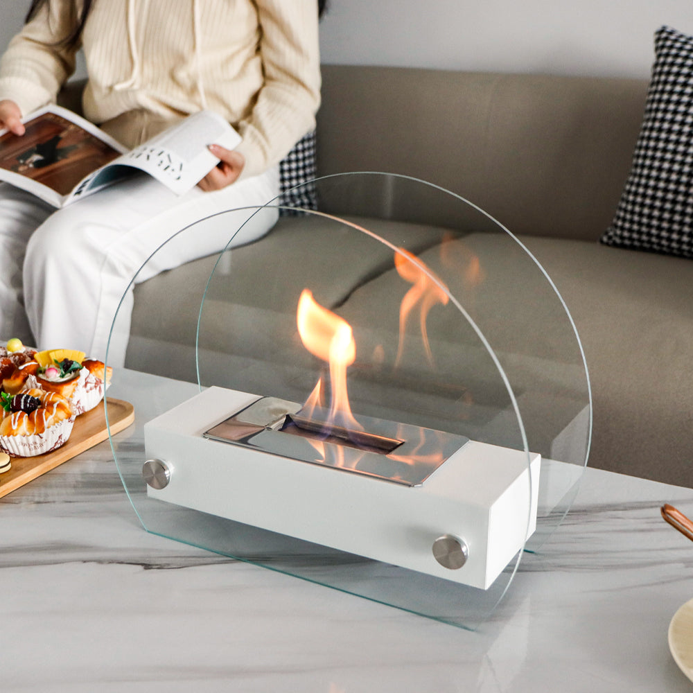 4" x 14" x 11" Fire Burning Fireplace(White) Lootquake LLC