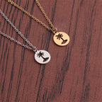 Titanium Steel Hollow Coconut Tree Pendant Neck Accessories Men Pi-Mart