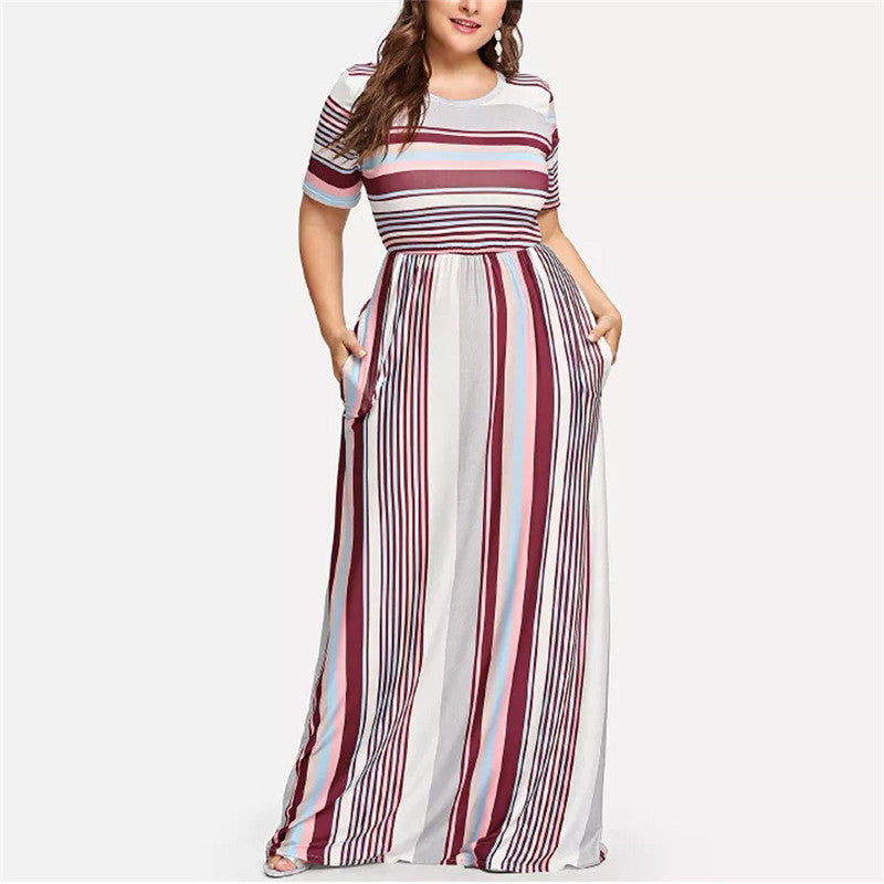 Round neck large swing dress