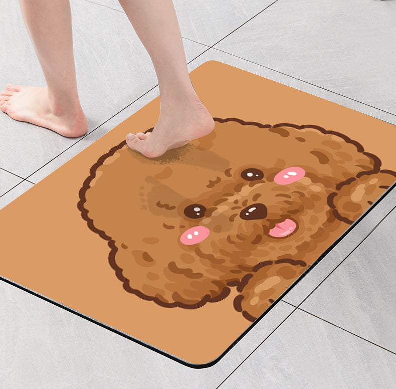West Highland Corgi Teddy Diatoms Mud Absorbent Non-slip Floor Mat Pi-Mart