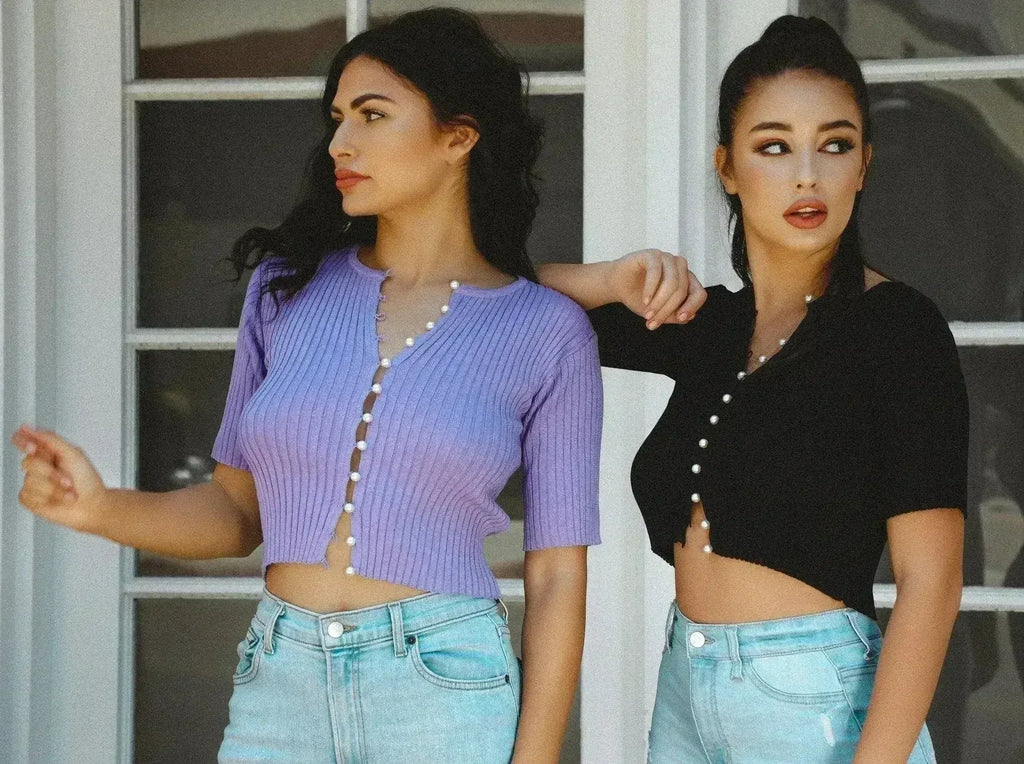 Cute As A Button Down Knit Top - SJB-DIAMOND ELITES