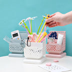 Rattan Woven Hollow Pen Storage Box Pen Barrel Makeup Brush Holder