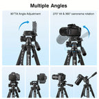 ZOMEI 60 Inch Micro Single-lens Digital Camera Mobile Phone Horizontal And Vertical Shooting Live Portable Aluminum Tripod With Mobile Phone Clip + T-shaped Mobile Phone Clip Lootquake LLC
