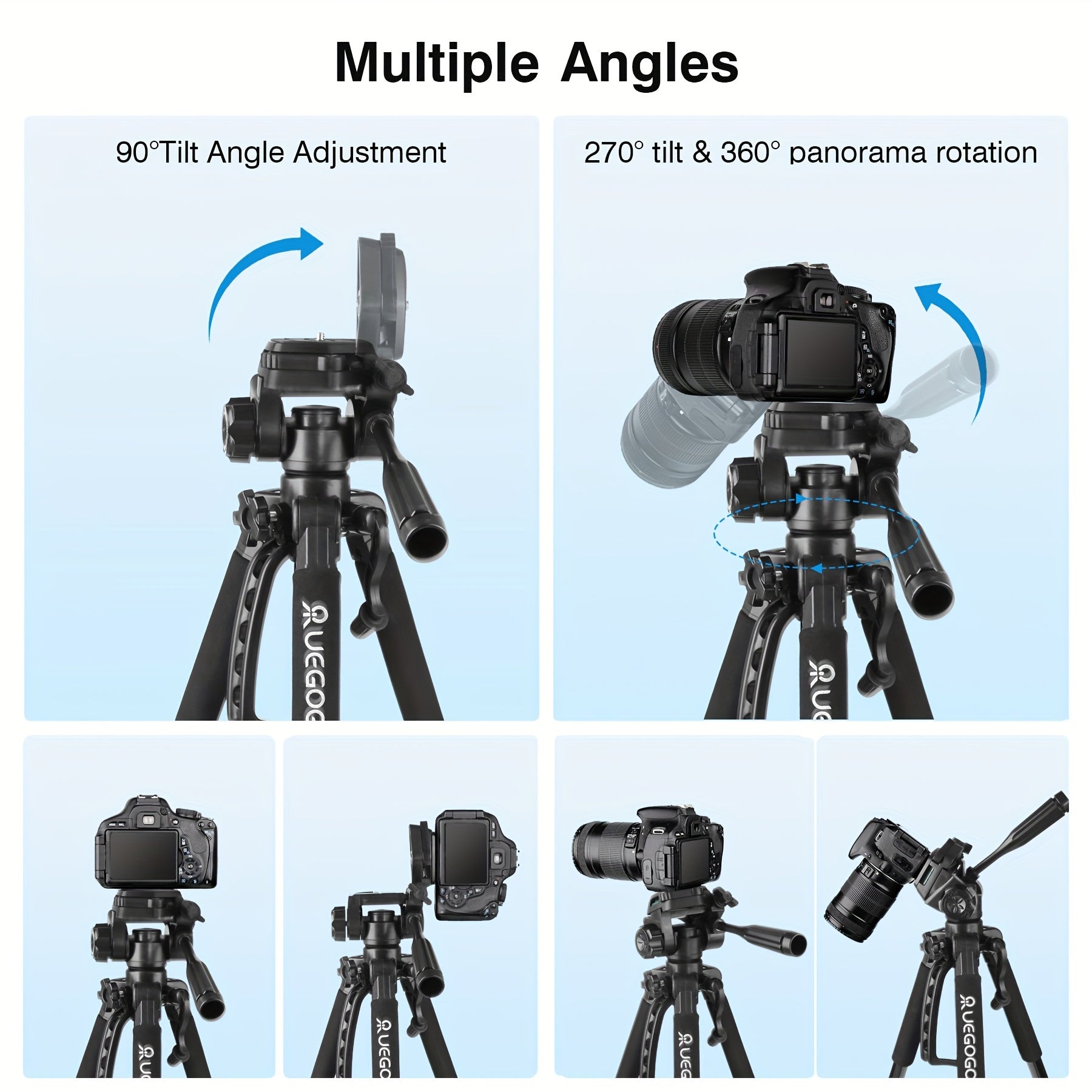 ZOMEI 60 Inch Micro Single-lens Digital Camera Mobile Phone Horizontal And Vertical Shooting Live Portable Aluminum Tripod With Mobile Phone Clip + T-shaped Mobile Phone Clip Lootquake LLC