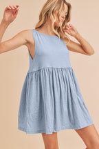 Round Neck Mini Tank Fluttering Dress For Women - Simple, Versatile & Comfortable For Everyday Wear