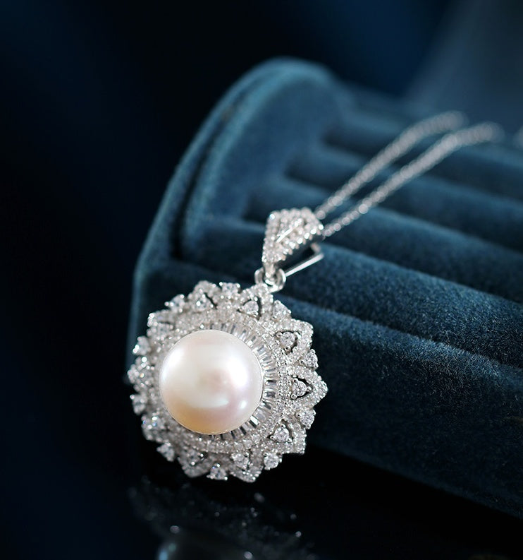 Strong Light Freshwater Pearl Pendant S925 Silver Necklace Pi-Mart