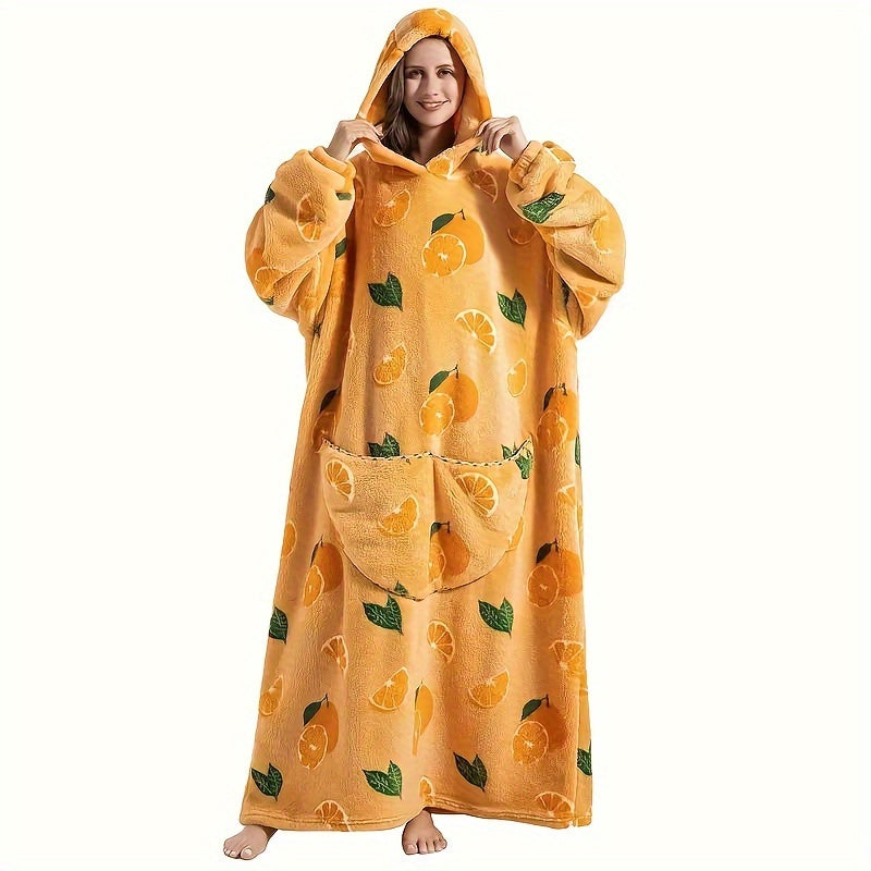 1pc Oversized Cartoon Hooded Blanket Sweatshirt, Ultra Cozy Wearable Fleece Throw for Adults, Extra Warm and Soft Pullover for Lounging, Gift Idea Lootquake LLC