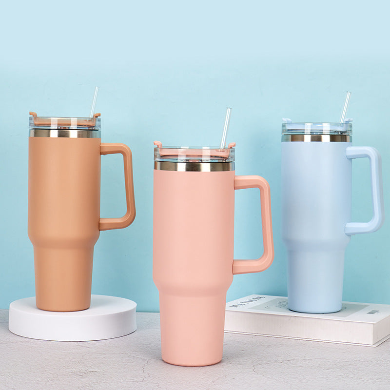 40oz Straw Coffee Insulation Cup With Handle Portable Car Stainless Steel Water Bottle LargeCapacity Travel BPA Free Thermal Mug Pi-Mart