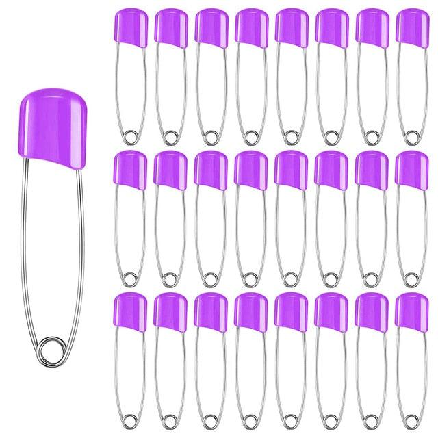 50Pcs Baby Safety Pins Plastic Head Cloth Diaper Pins Stainless Steel Sewing Safety Pins for Quilting Knitting Stitch Markers Stainless Steel Nappy Pins for Quilting Sewing Locking Safety Pins Stevvex