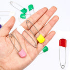 50Pcs Baby Safety Pins Plastic Head Cloth Diaper Pins Stainless Steel Sewing Safety Pins for Quilting Knitting Stitch Markers Stainless Steel Nappy Pins for Quilting Sewing Locking Safety Pins Stevvex