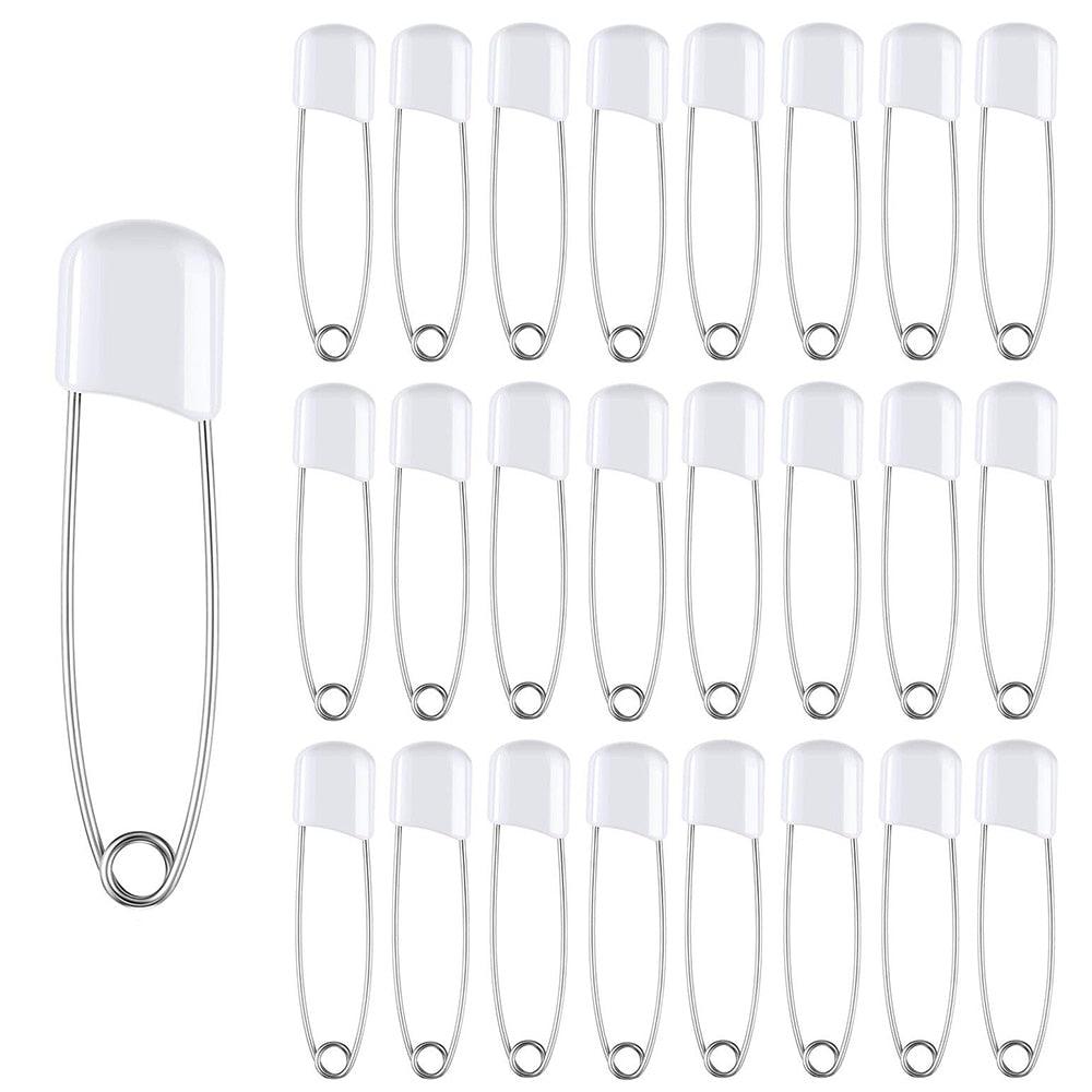 50Pcs Baby Safety Pins Plastic Head Cloth Diaper Pins Stainless Steel Sewing Safety Pins for Quilting Knitting Stitch Markers Stainless Steel Nappy Pins for Quilting Sewing Locking Safety Pins Stevvex