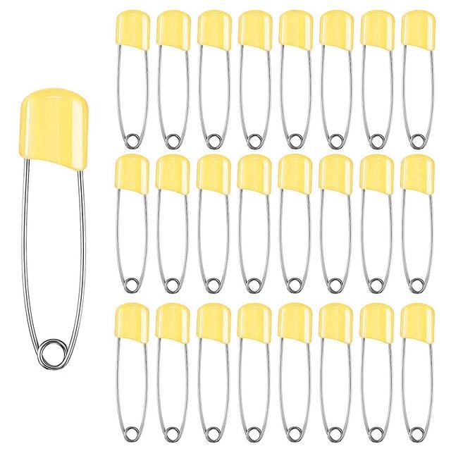 50Pcs Baby Safety Pins Plastic Head Cloth Diaper Pins Stainless Steel Sewing Safety Pins for Quilting Knitting Stitch Markers Stainless Steel Nappy Pins for Quilting Sewing Locking Safety Pins Stevvex